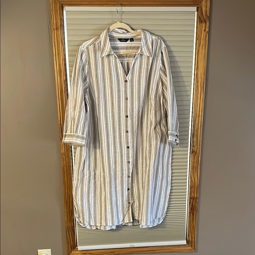 Striped Button-Down Shirt Dress